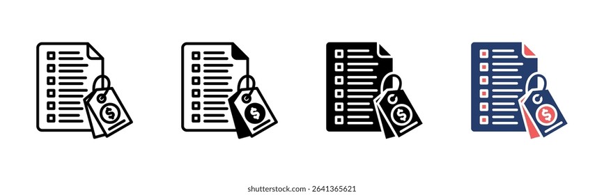Pricing Tier icon sheet multiple style collection