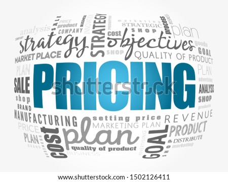 Pricing word cloud collage, business concept background