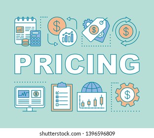 Pricing word concepts banner. Required payment. Online store shopping. Seasonal sale. Presentation, website. Isolated lettering typography idea with linear icons. Vector outline illustration