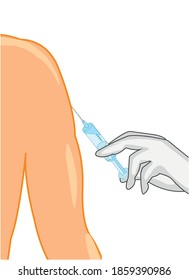 Prick syringe in hand of the person