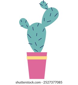 Prickly cactus in pot icon vector succulent plant