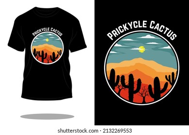 prickly cactus retro t shirt design