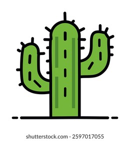 Prickly green cactus plant icon vector illustration design