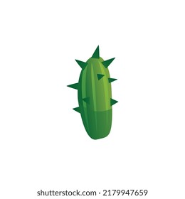 Prickly green desert cactus flat style, vector illustration isolated on white background. Dry plant with big spikes, nature, decorative design element