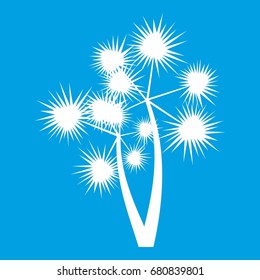 Prickly palm icon white isolated on blue background vector illustration