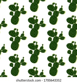 
prickly pear cacti pattern on a white background