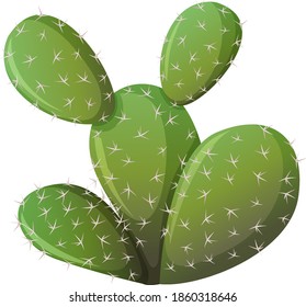 Prickly Pear Cactus isolated on white background illustration