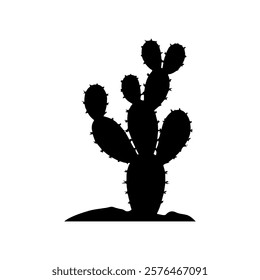 Prickly pear cactus silhouette icon vector illustration design on white background.