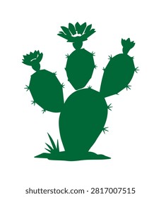 Prickly Pear Cactus Silhouette Vector
