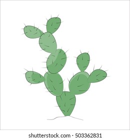 Prickly Pear Cactus vector. Simple hand drawn plant for your design.