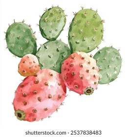 Espinhoso Pear Cactus aquarela clipart ilustração