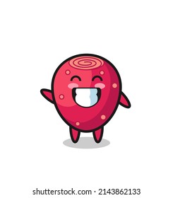 prickly pear cartoon character doing wave hand gesture , cute design
