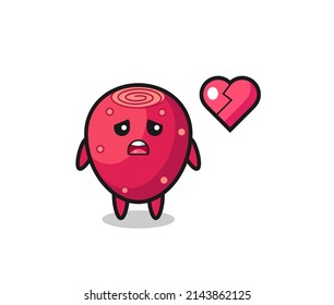 prickly pear cartoon illustration is broken heart , cute design