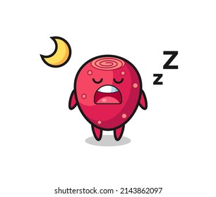prickly pear character illustration sleeping at night , cute design