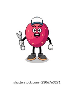 prickly pear illustration cartoon as a mechanic , character design