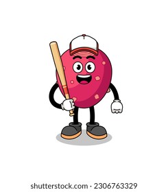 prickly pear mascot cartoon as a baseball player , character design