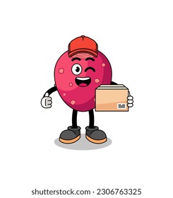 prickly pear mascot cartoon as an courier , character design