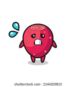 prickly pear mascot character with afraid gesture , cute design