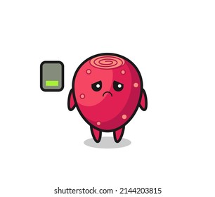 prickly pear mascot character doing a tired gesture , cute design