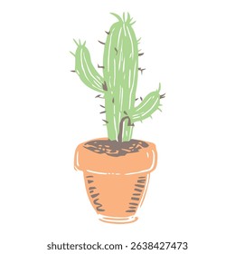 A prickly pearl cactus in a terracotta pot, designed in a minimalist style with clean lines, ideal for plant decor.