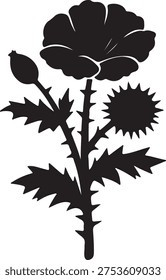 Prickly Poppy Flower Icon – Vector Illustration