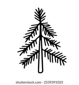 prickly spruce. Vector drawing. Tree icon. Cartoon Christmas tree. Isolated doodle. Design element