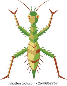 Prickly stick insect vector on white background
