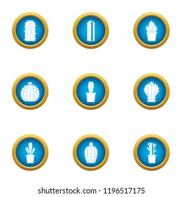 Prickly tree icons set. Flat set of 9 prickly tree vector icons for web isolated on white background
