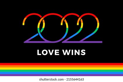 Pride 2022 Love Wins Rainbow Vector Black Background For Pride Month, Week