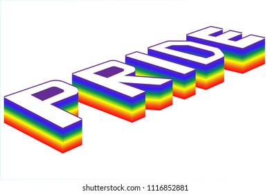 pride 3d text with rainbow color.