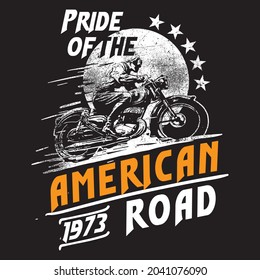 Pride of the american 1973 road t shirt design, vector file.