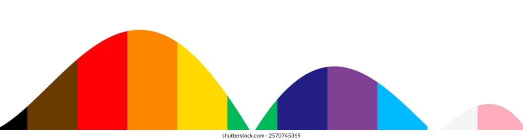Pride background with LGBTQ pride flag colours. Wawe rainbow stripes on white background. Vector EPS 10	