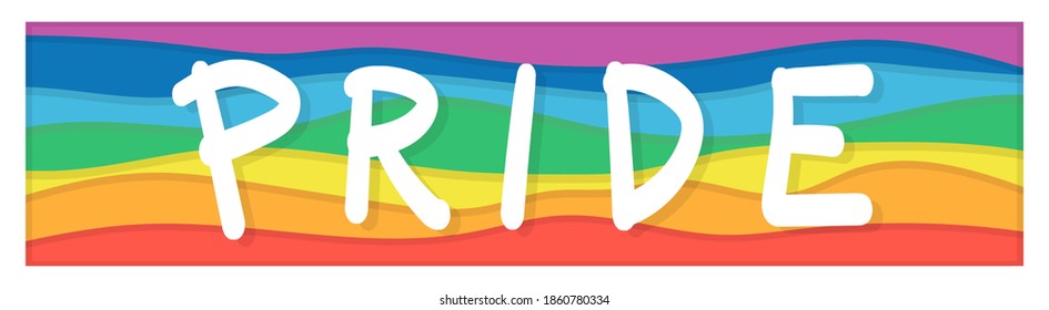 Pride banner with hand draw text on colorful rainbow abstract background vector design