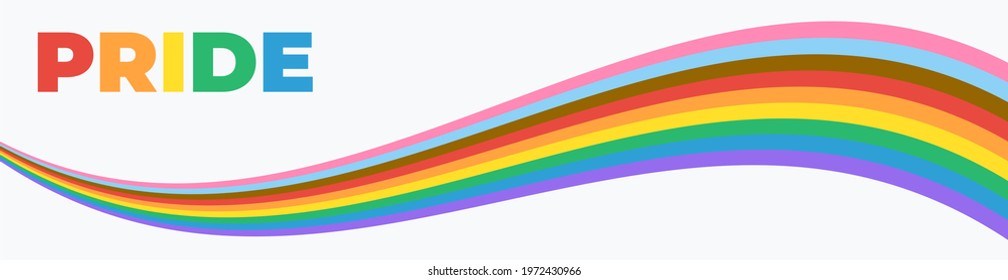 Pride Banner with LGBT Flag Wave. Pride Month Vector Illustration. Pride Rainbow Flag Wave Design Element. 
