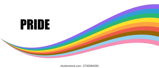 Pride Banner with LGBT Flag Wave. Pride Month Vector Illustration. Pride Rainbow Flag Wave Design Element. 
