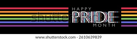 Pride banner with progress Pride flag colors on black background. Vector illustration