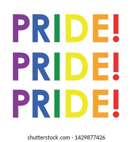 Pride! banner rainbow letters vector