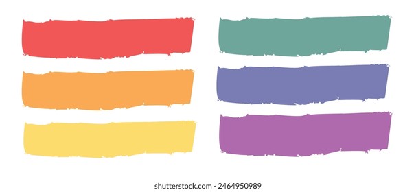 Pride brush stokes set of vector elements illustration