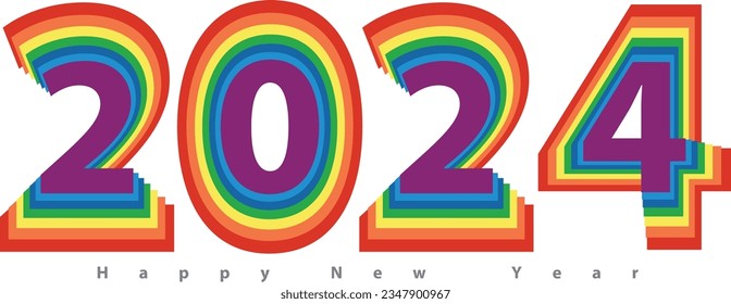pride color, happy new year 2024, vector illustration background for happy new year 2024 celebration