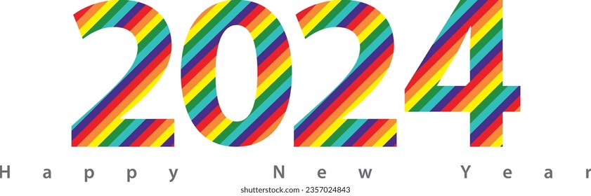 pride color, happy new year 2024, vector illustration background for happy new year 2024 celebration