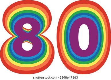 pride color number eighty isolated on white background. vector illustration