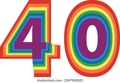 pride color number forty isolated on white background. vector illustration