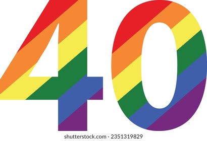 farbige Nummer 40 einzeln auf weißem Hintergrund. Vektorgrafik