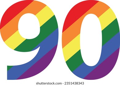 pride color number ninety isolated on white background. vector illustration