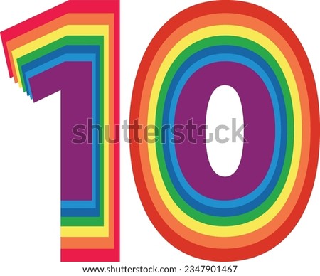 pride color number ten isolated on white background. vector illustration