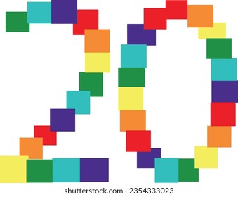 pride color number twenty isolated on white background. vector illustration