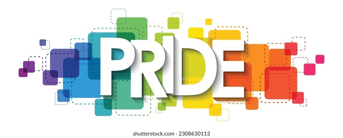 PRIDE colorful vector typography banner in pride flag colors
