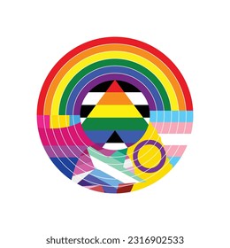 Pride colors badge isolated on white background. Symbol modern, simple, vector, icon for website design, mobile app, ui. Vector Illustration