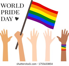 Pride concept, People hold LGBT flag, Support together, Pride isolated on white background.