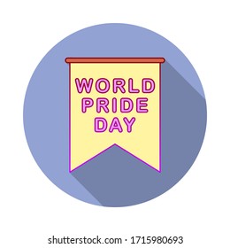 Día del Orgullo, icono de la sombra larga del banner. Simple vector de color de iconos del Día Mundial del Orgullo para ui y ux, sitio web o aplicación móvil